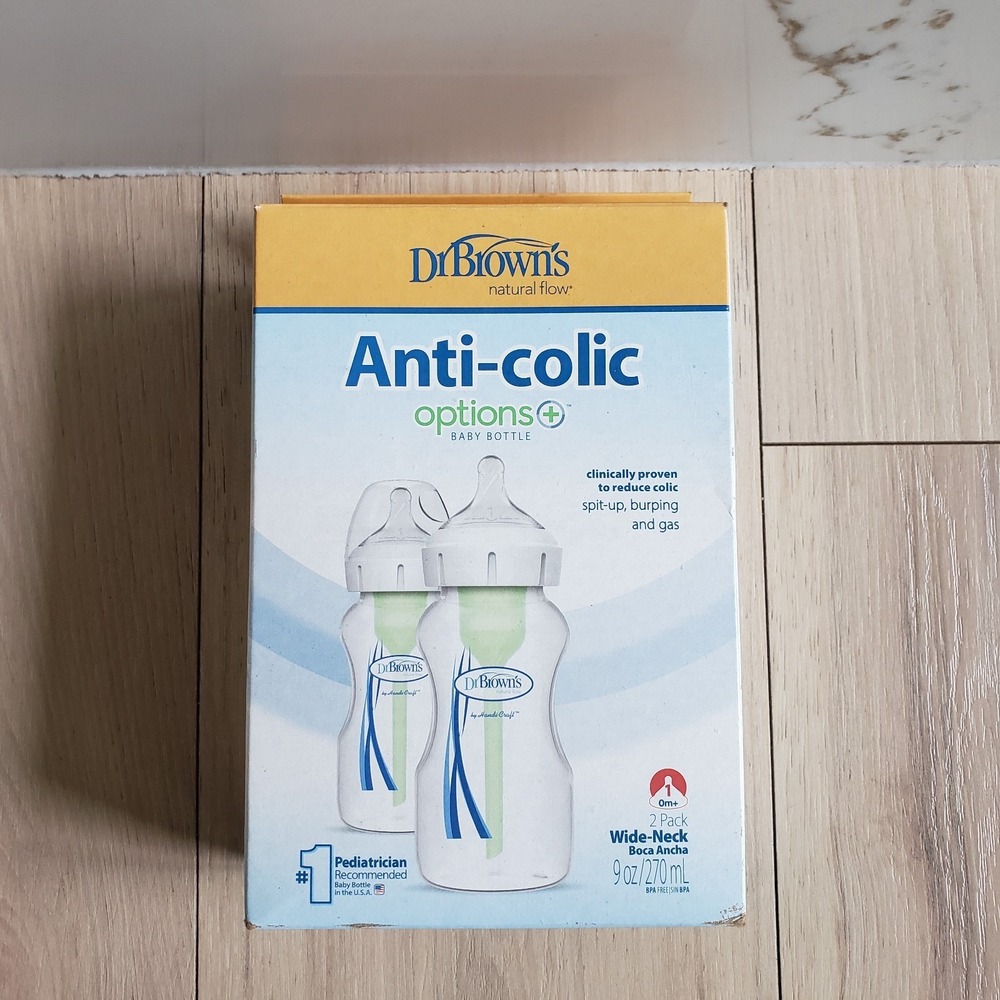 Dr. Brown's Natural Flow Anti-Colic Wide Neck Baby Bottles 9oz 2-Pack Level 1